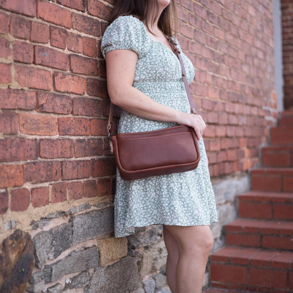 RENNIE LEATHER SHOULDER BAG - SADDLE