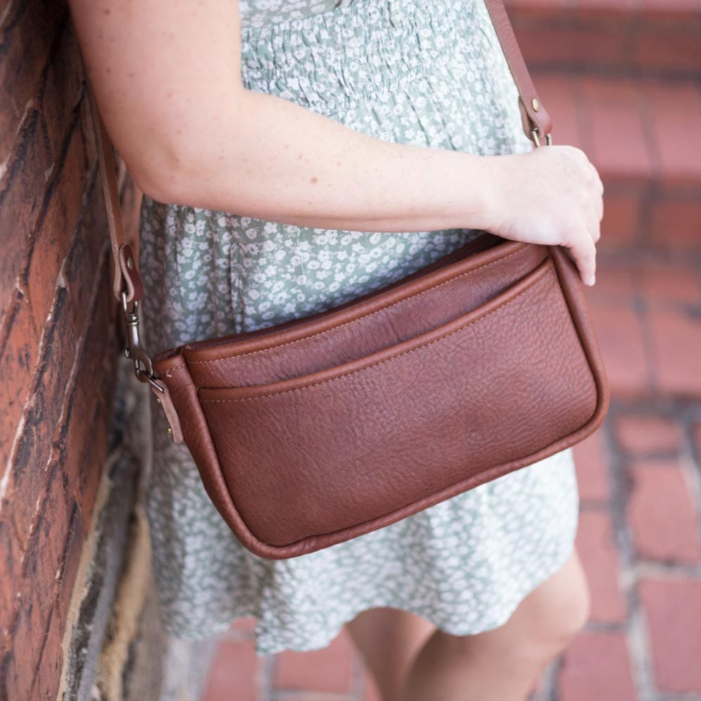 RENNIE LEATHER SHOULDER BAG - SADDLE