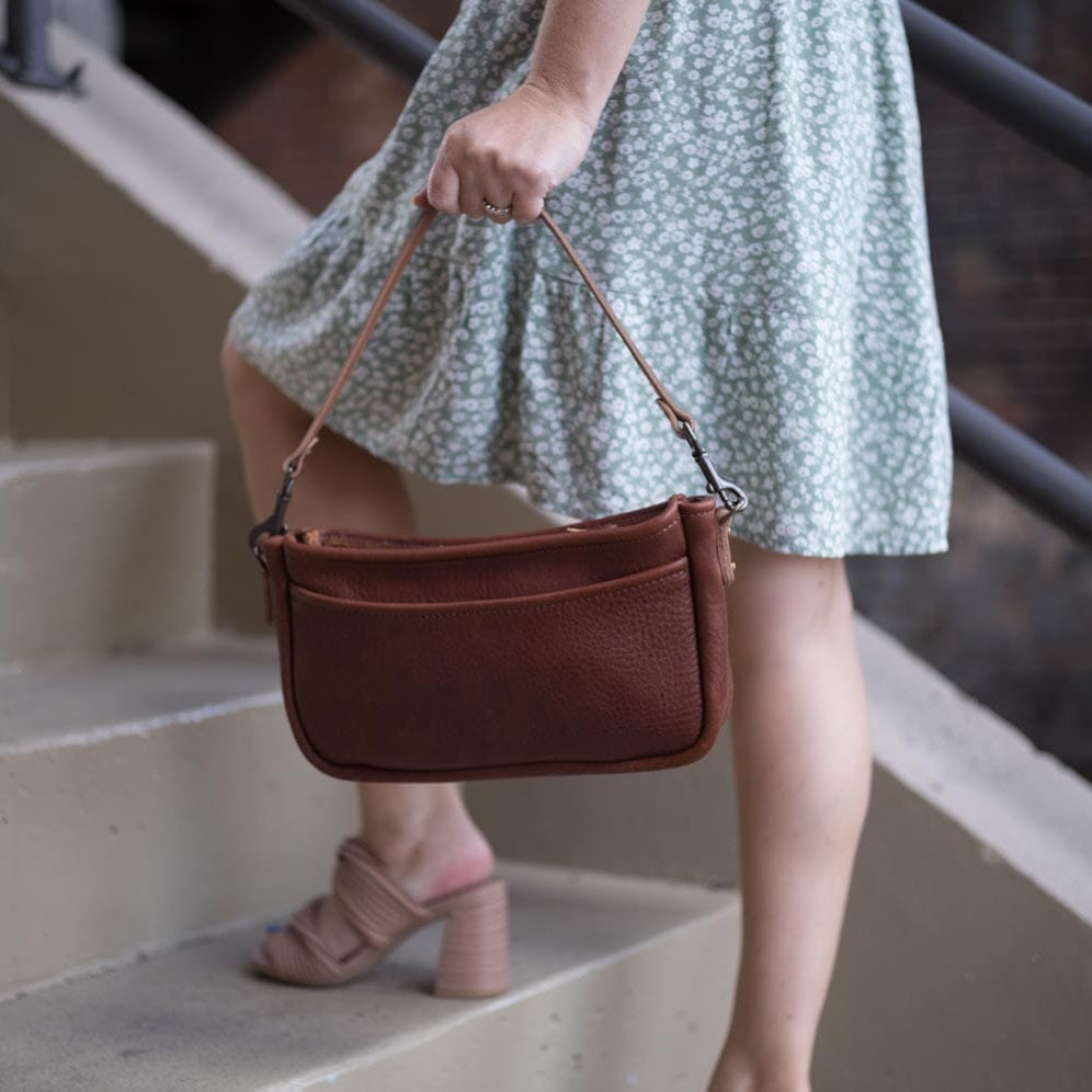 RENNIE LEATHER SHOULDER BAG - SADDLE