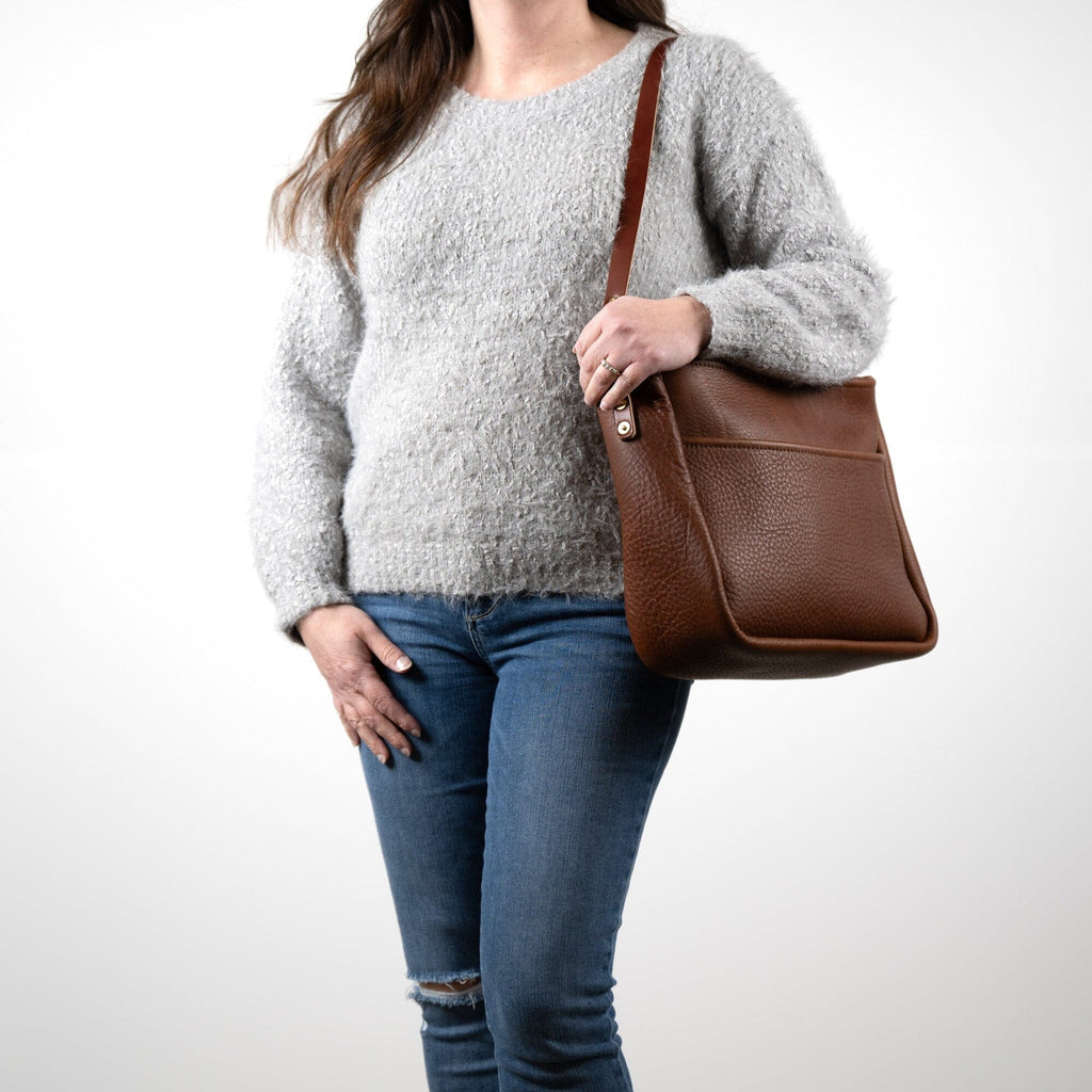 RENNIE LEATHER SHOULDER BAG - LARGE - SADDLE