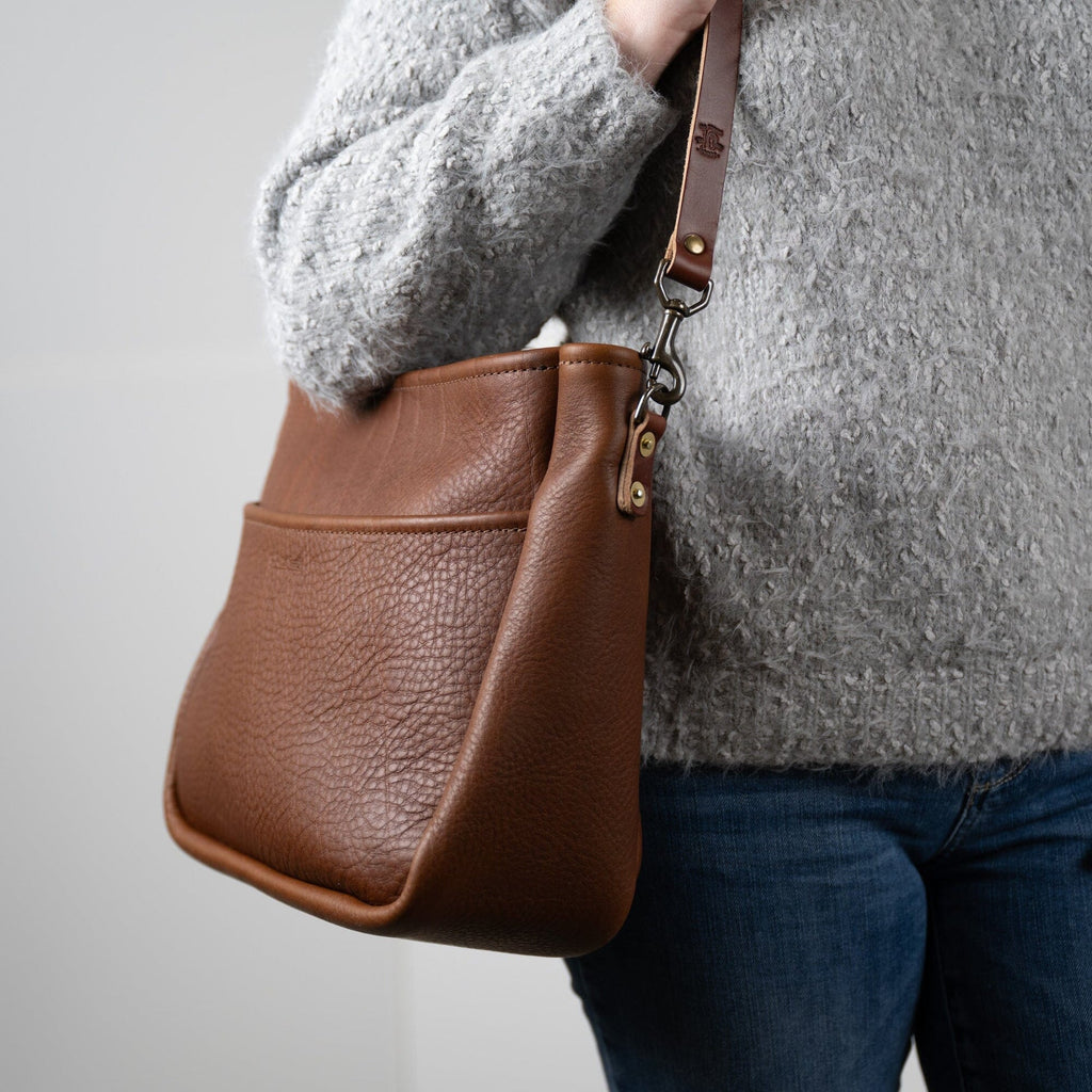 RENNIE LEATHER SHOULDER BAG - LARGE - SADDLE