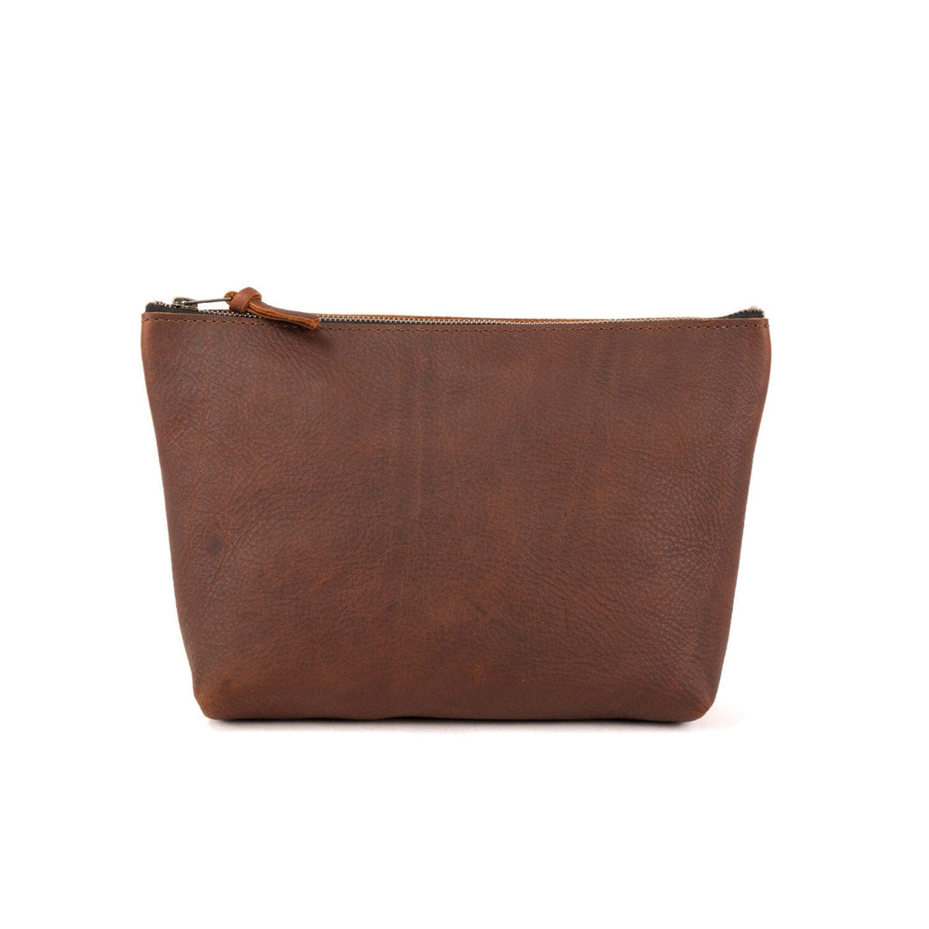 LEATHER ZIPPERED POUCH WITH GUSSET - XL