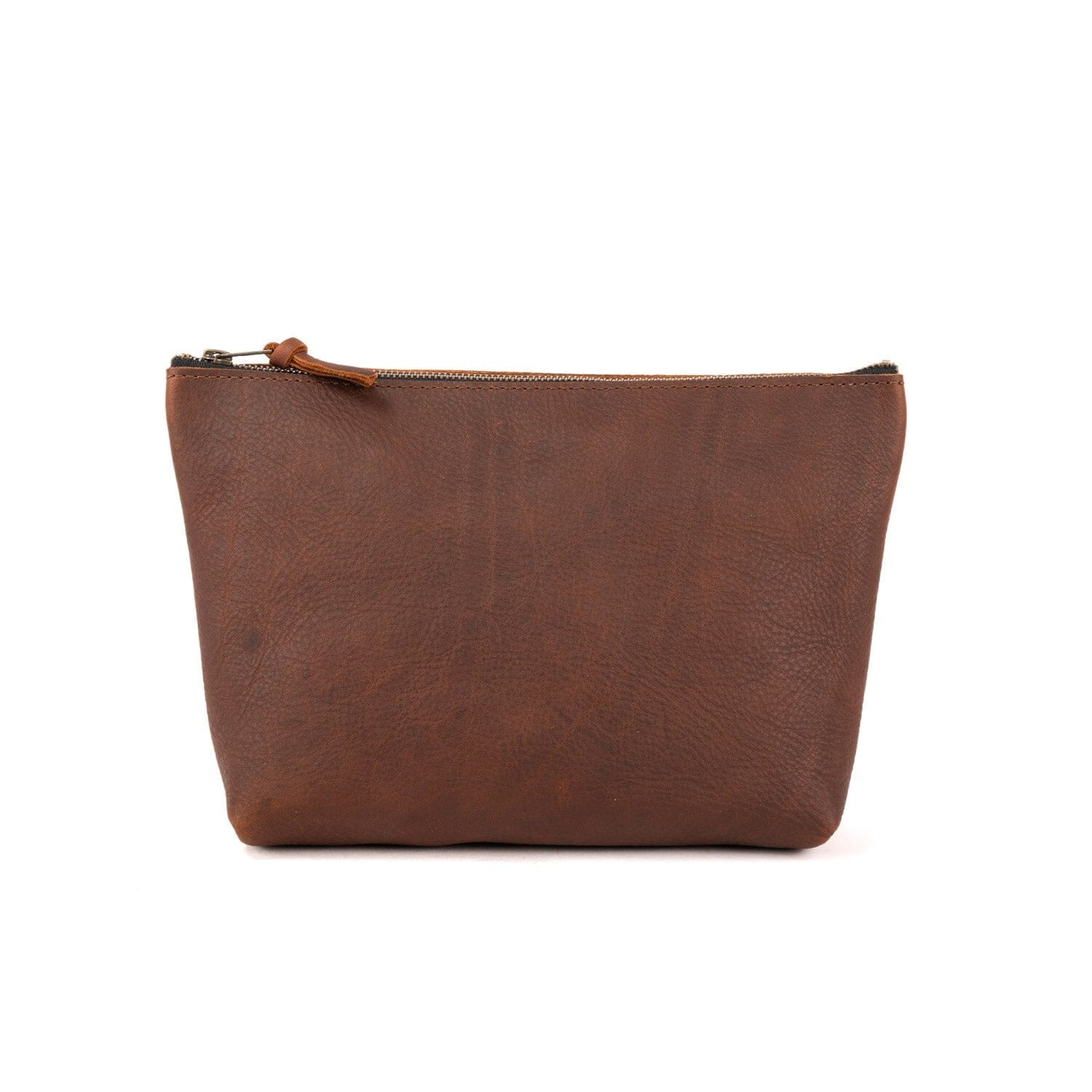 LEATHER ZIPPERED POUCH WITH GUSSET - XL